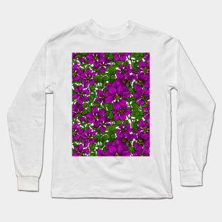 Pink Clematis vine on white Long Sleeve T-Shirt